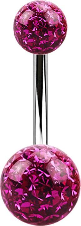 Immagine prodotto Star Piercing Banana argento con due sfere di cristallo fucsia strato protettivo epossidico (Acciaio chirurgico 316L)