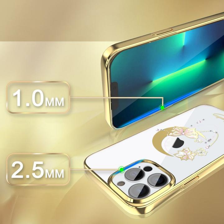 Immagine prodotto Kingxbar Custodia di lusso Moon Series con cristalli Swarovski per iPhone 13 Pro Gold (Butterfly) (Apple iPhone 13 Pro)