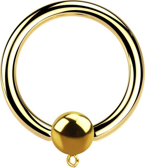 Actual product image Star Piercing Micro Closure Ring gold-plated with ball Ring for pendant (Surgical steel 316L, without brass)