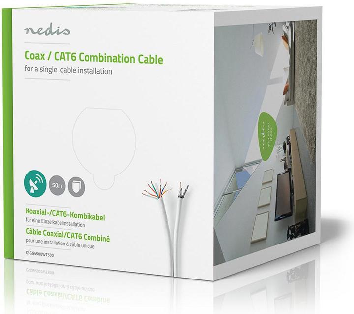 Produktbild Nedis IEC Coax CAT6 Kombikabel| RG59| 75 Ohm| Doppelt geschirmt| Eca| 50.0 m| rund - K (75 dB, Antennenkabel)