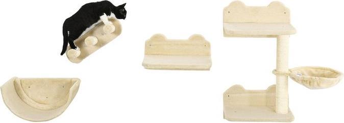 Immagine prodotto Swisshandel24 Katzen Kletterwand 4 tlg, Katzenkratzbaum inkl. Klettern, bis 5kg (23.50 cm, Beige)