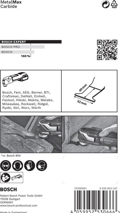 Actual product image Bosch Professional Zubehör Expert MetalMax AIZ 32 AIT blade for multifunctional tools, 40 x 32 mm