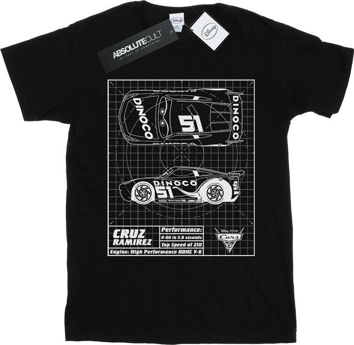 Actual product image Disney Womens/Ladies Cars Cruz Ramirez Blueprint Cotton Boyfriend T-Shirt (XXL)