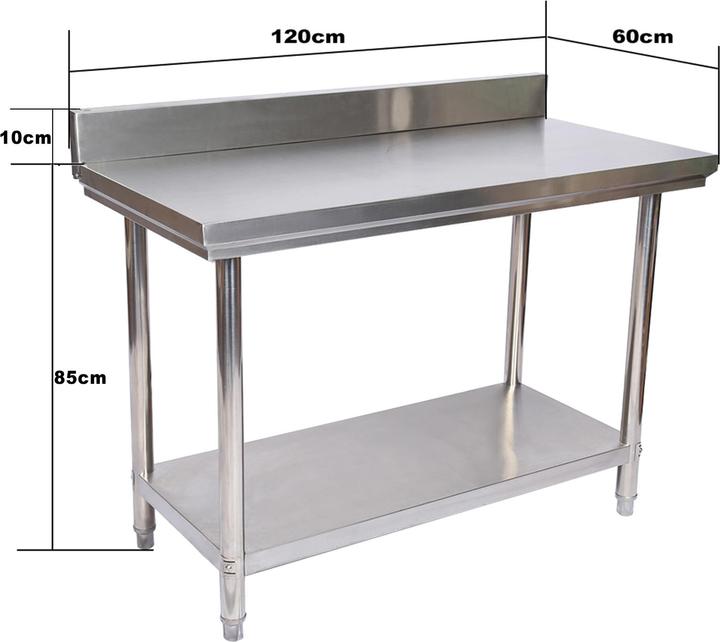 Produktbild Wiltec Edelstahl Arbeitstisch Gastro Edelstahltisch mit Aufkantung 120x60x85cm