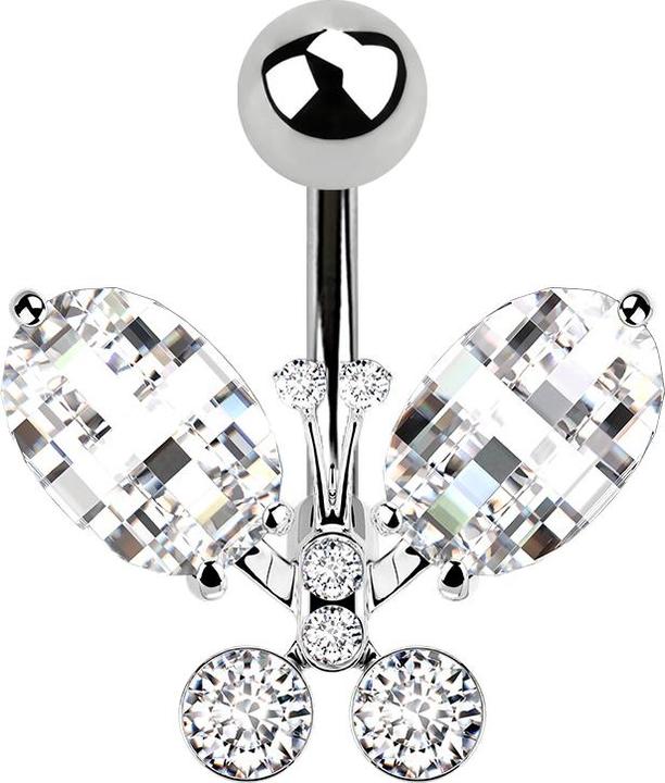 Produktbild Star Piercing Banane silber mit Kugel Schmetterling (Chirurgenstahl 316L, Messing)