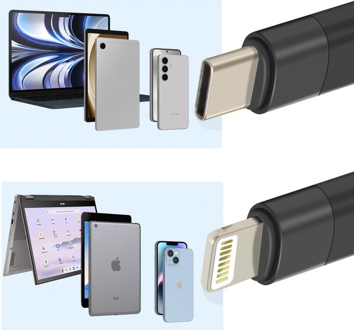Actual product image LinQ USB-C / 2x USB-C + Lightning cable (1.20 m, USB 3.2 Gen 1)