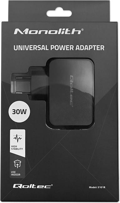 Produktbild Qoltec Universelles Laptop-Netzteil 30W 8 Stecker (30 W)