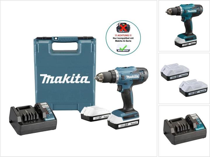 Productafbeelding Makita DF488D002 Accuboormachine 18V 1,5Ah Li-Ion incl. 2e accu, incl. oplader, incl. koffer (Oplaadbare batterij)