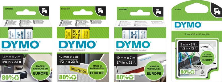 Produktbild Dymo S0720850 Standardband (1.90 cm, Weiss, Rot)