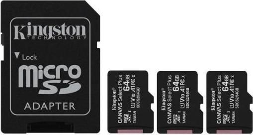 Produktbild Kingston Card Canvas Go Plus MicroSD +ADP 64GB (64 GB, microSDXC, U3, UHS-I)