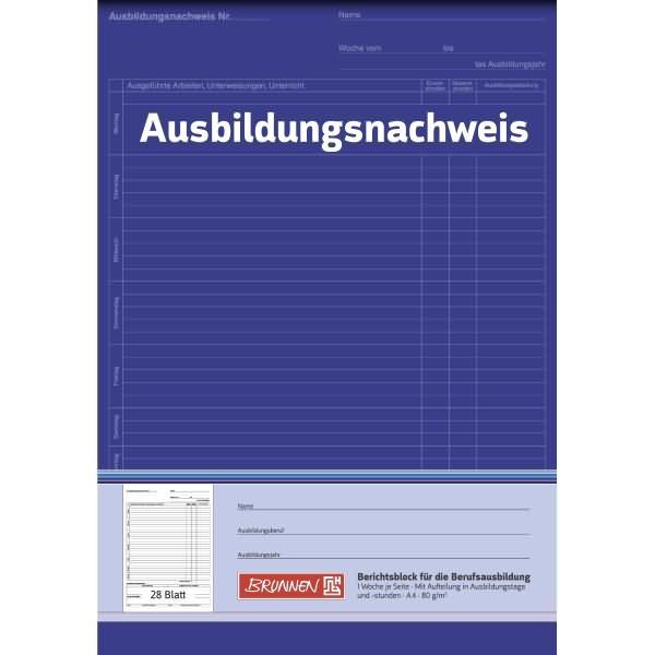Produktbild Ausbildungsnachweis, tägliche Eintragungen Formularbuch (28 x)