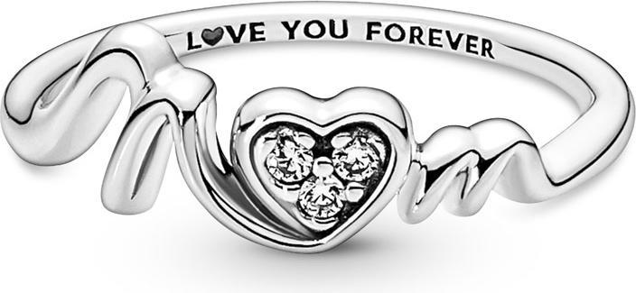 Actual product image Pandora Mum Pavé Heart Ring (52, 925 Silver)