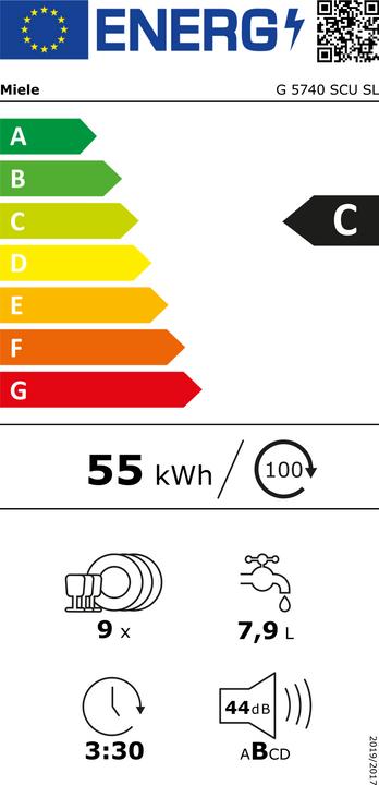 Etichetta energetica Miele Lavastoviglie automatica G 5740 SCU sottopiano/bianco brillante