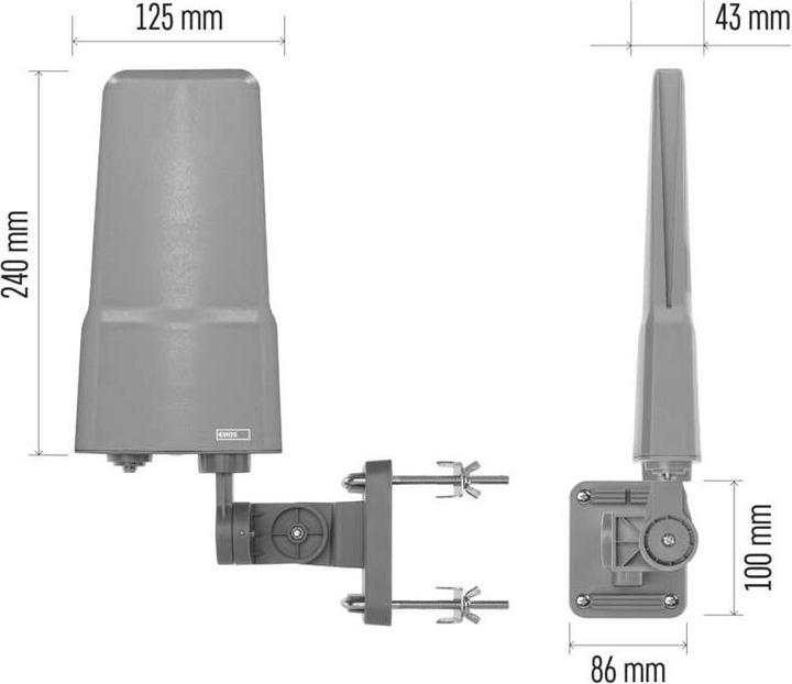 Produktbild Emos Universale Antenne VILLAGE FLIPP–V200, DVB-T2, DAB, LTE/4G/5G Filter (Parabolantenne, DVB-T / -T2)