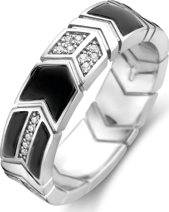 Immagine prodotto Ti Sento Milano Anello con onice e zirconi 12202BO (56, 925 Argento)