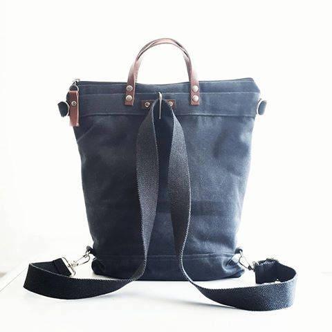 Produktbild Only-Bags.Store Rucksack aus gewachstem Canvas, Cabrio-Rucksack, Windelrucksack, A3 Tasche aus gewachstem Canvas