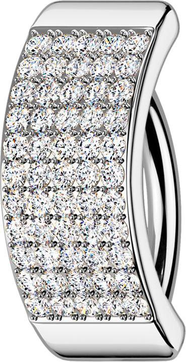 Image du produit Star Piercing Banane pliable argent bouclier cinq rangées de cristaux argentés (Laiton, Acier chirurgical 316L)