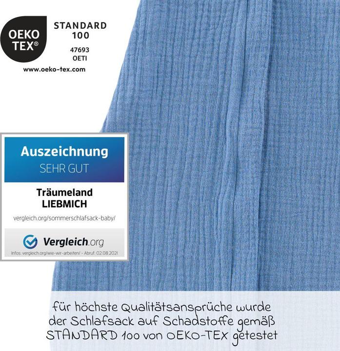 Produktbild Träumeland Sommerschlafsack Liebmich Baumwollmusselin (90 cm, 0.5 TOG)