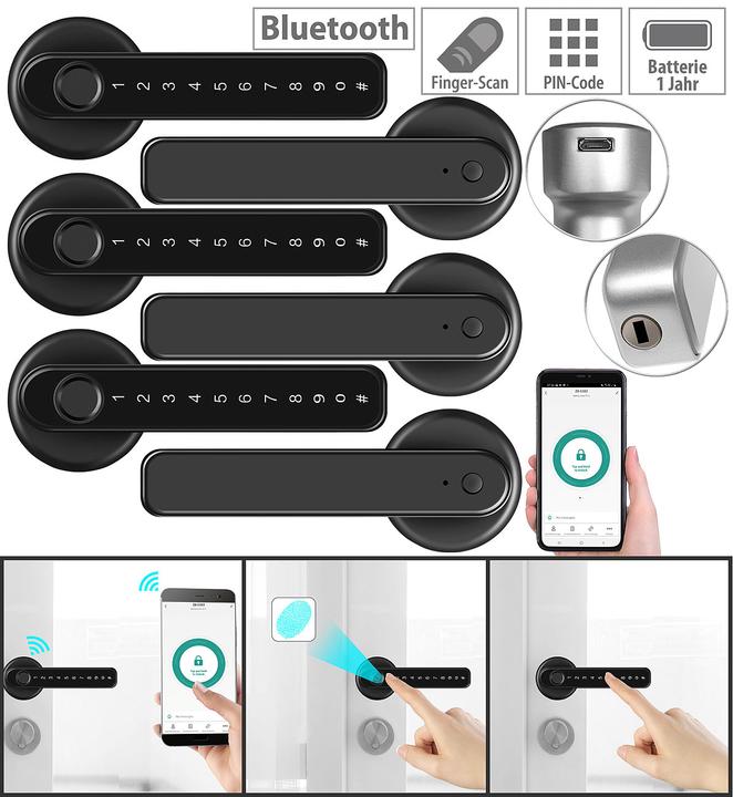 Actual product image VisorTech Door fittings with fingerprint scanner, PIN & app, set of 3 (Door set)