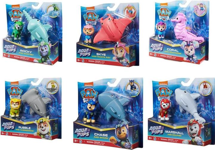 Actual product image Spin Master PAW PATROL Themed Characters Aqua Pups Ass.to