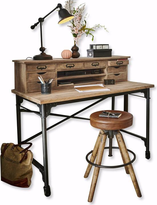 Produktbild Loberon Schreibtisch Leognan braun/schwarz (117 x 65 x 103 cm)