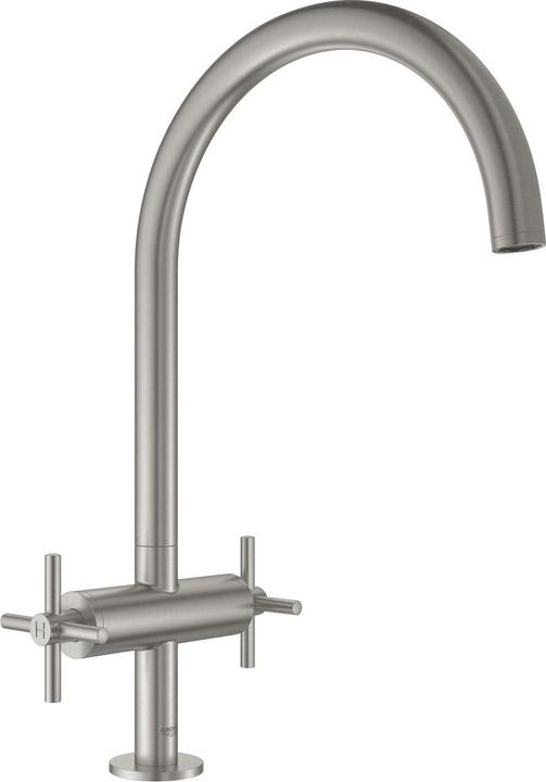 Produktbild Grohe Zweigriff-Spültischbatterie ATRIO 1/2" C-Auslauf su-st