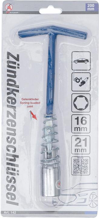 Image du produit BGS Clé pour bougies d’allumage avec poignée T, ressort articulé 16 mm / 21 mm