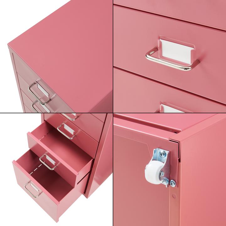 Produktbild En.Casa Rollcontainer Kökar mit 5 Schubladen 69x28x41 cm Wassermelonenrot (69 x 28 x 41 cm)