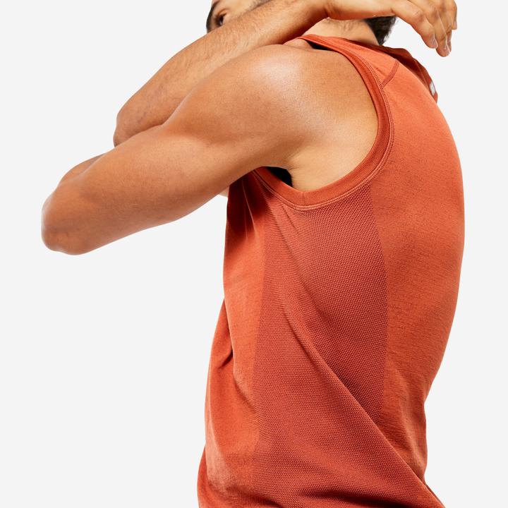 Actual product image Kimjaly Men's seamless yoga tank top - brown