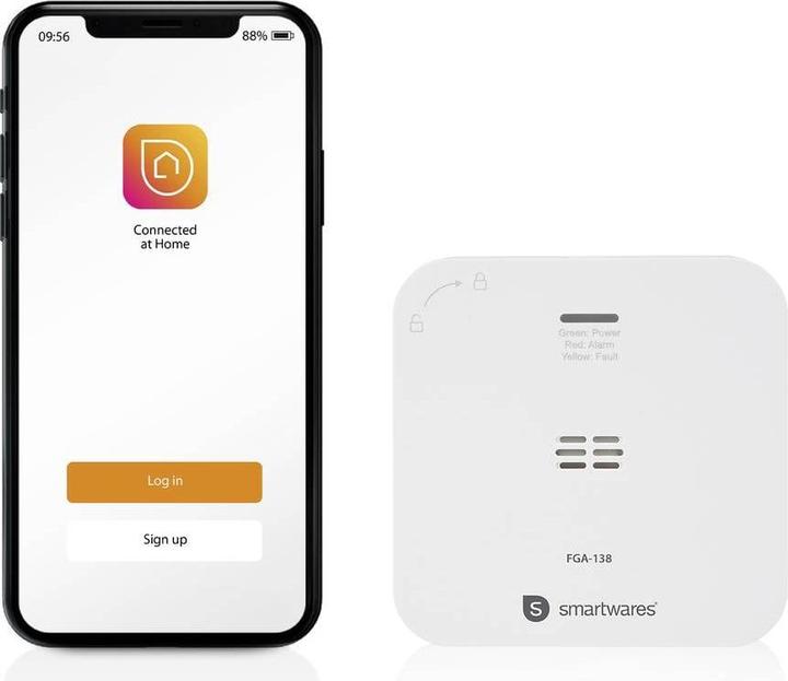 Produktbild Smartwares FGA-13800 Kohlenmonoxid-Melder mit App-Steuerung batteriebetrieben d