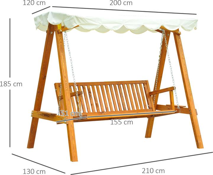 Image du produit Outsunny Balançoire hollywoodienne Balançoire de jardin 3 places en mélèze