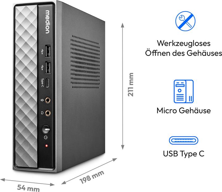 Produktbild Medion Akoya S20 Slim MD35427 - Intel i5-12400T, 16GB RAM, 512GB SSD, UHD Grafik, DOS (Intel Core i5-12400T, 16 GB, 512 GB, UHD Graphics 730)