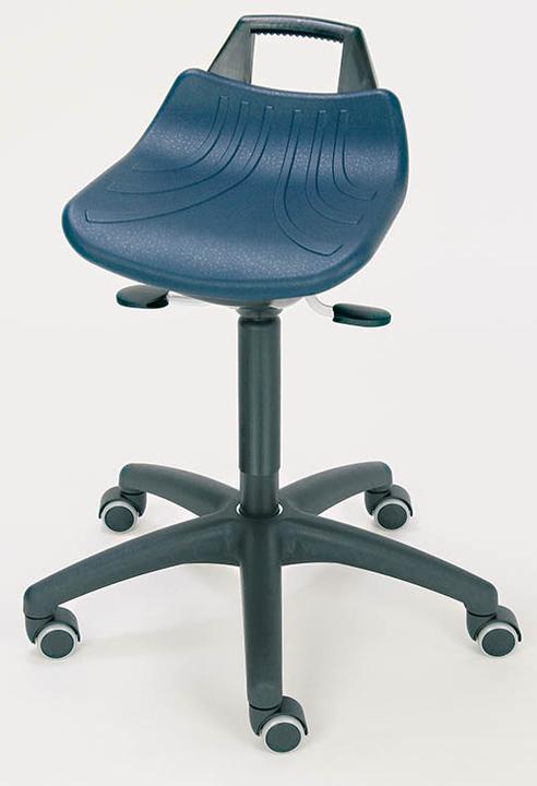 Bedrunka & hirth Stehhilfe mit Bodengleiter, Sitz: PU, blau, strapazierfähig, 370 mm breit