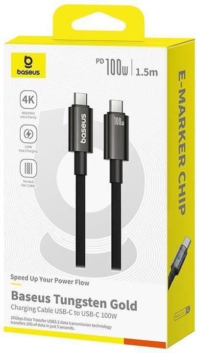 Image du produit Baseus Tungsten Gold Câble USB-C 3.2 / USB-C 3.2 100W 4K 60Hz 1.5m - noir (1.50 m, USB 3.2)
