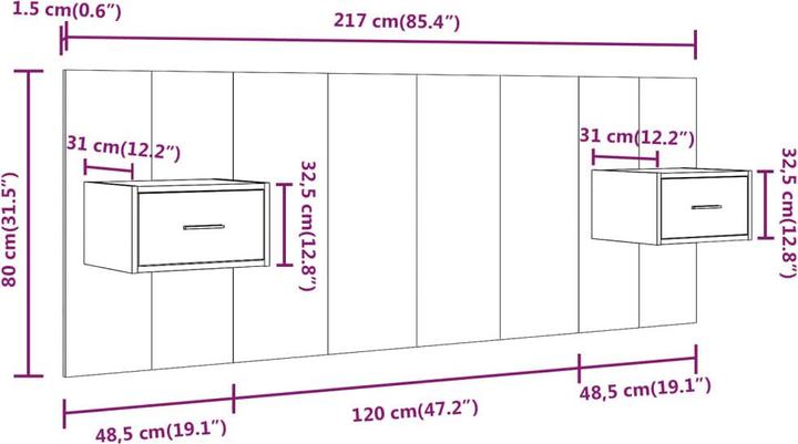 Actual product image VidaXL Evelin (120 x 1.5 x 80 cm)