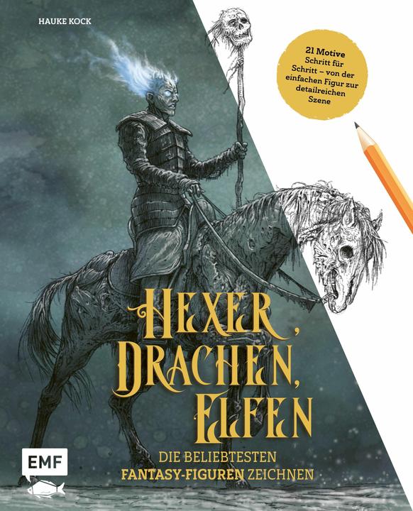 Produktbild Hexer, Drachen, Elfen – die beliebtesten Fantasy-Figuren zeichnen (Deutsch, Hauke Kock, 2020)