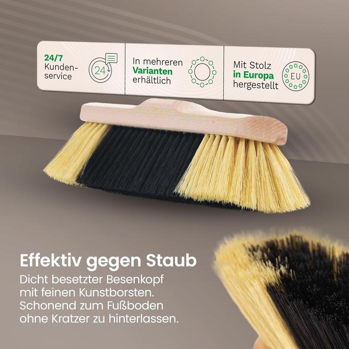 Actual product image Novaliv 1x Indoor broom with handle I fine synthetic bristles I Hand broom wood I Telescopic handle I House (1 pcs.)