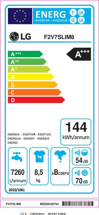 Energie-Label LG F2V7SLIM9 (9 kg, Links)