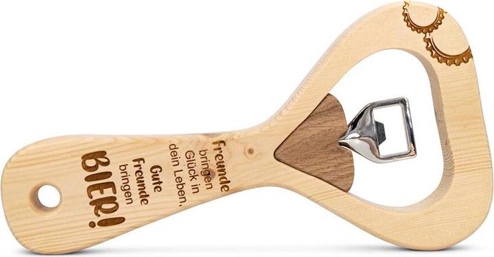 Actual product image ZNatur Bottle opener XXL Swiss stone pine wood Gift decoration with engraving Friends No.30 (Bottle opener)
