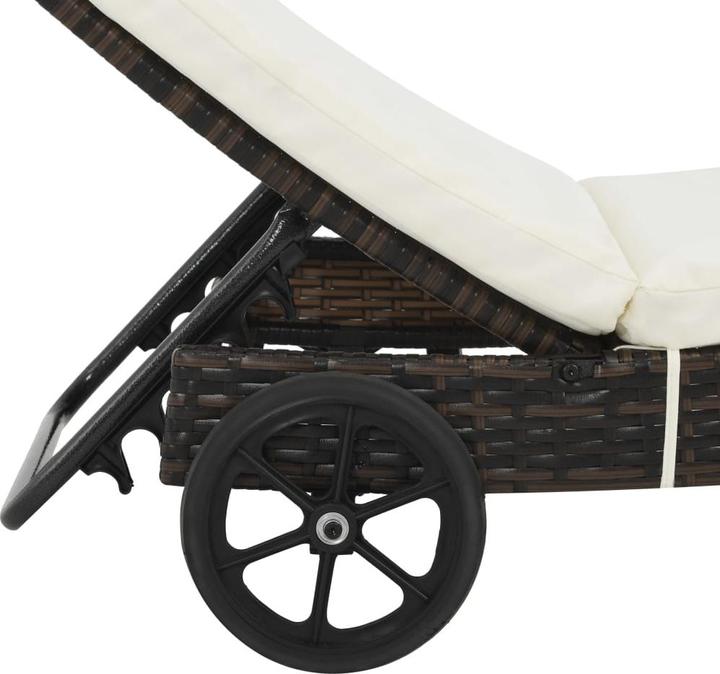 Produktbild VidaXL Sonnenliegen 2 Stk. mit Rollen und Auflagen Poly Rattan (60 cm)