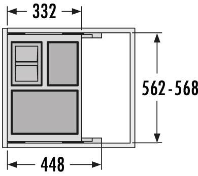 Produktbild Hailo Abfallsammler 3610681 Cargo-Soft Mülleimer 3fach Einbau Abfalleimer Auszug 30L Hellgrau (40 l)