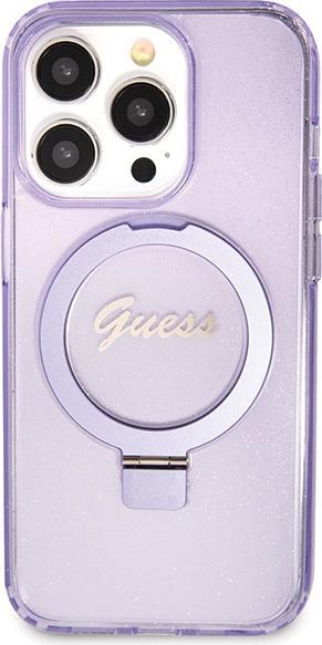 Produktbild Guess GUHMP13XHRSGSU iPhone 13 Pro Max 6.1" fioletowy/purple hardcase Ring Stand Script Glitter MagS (Apple iPhone 13 Pro Max)