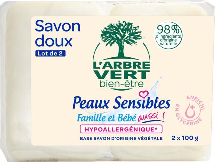 Image du produit L'arbre vert Savon écologique Peaux sensibles Français (Lotion au savon)