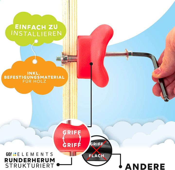 Immagine prodotto GO!elements Sostegni per arrampicata per bambini 15 pezzi (Arancia, Rosso, Blu, Verde, Giallo)
