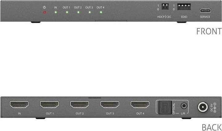 Actual product image Purelink PureTools - 1x4 HDMI2.1 Splitter - 48Gbps - 8K (60Hz 4:2:0) 12 bit, Audio De-Embedding and Signal M