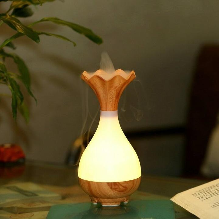 Immagine prodotto JTI Umidificatore e lampada per aromaterapia con bottiglia di giada - Legno chiaro (95 ml)