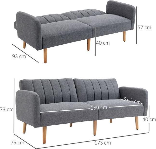 Produktbild Swisshandel24 Schlafsofa Klappsofa 2-Sitzer Stoffsofa Bettsofa Sofa mit Schlaffunktion Sofagarnitur leinenartiges (Bettsofa)