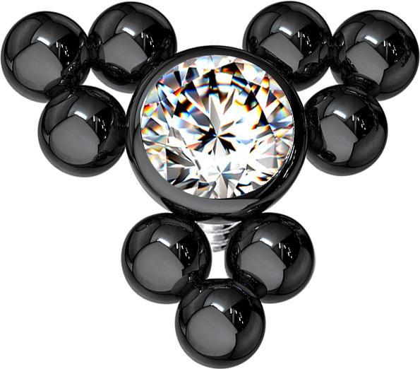 Image du produit Star Piercing Dermal Anchor noir boules triangle (sans laiton, Acier chirurgical 316L)