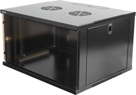 Produktbild Deltaco 19 in in-skap 6u 540x450mm staende eller väggmonterat glasdoerr svart (6 HE, 19 Zoll Rack)