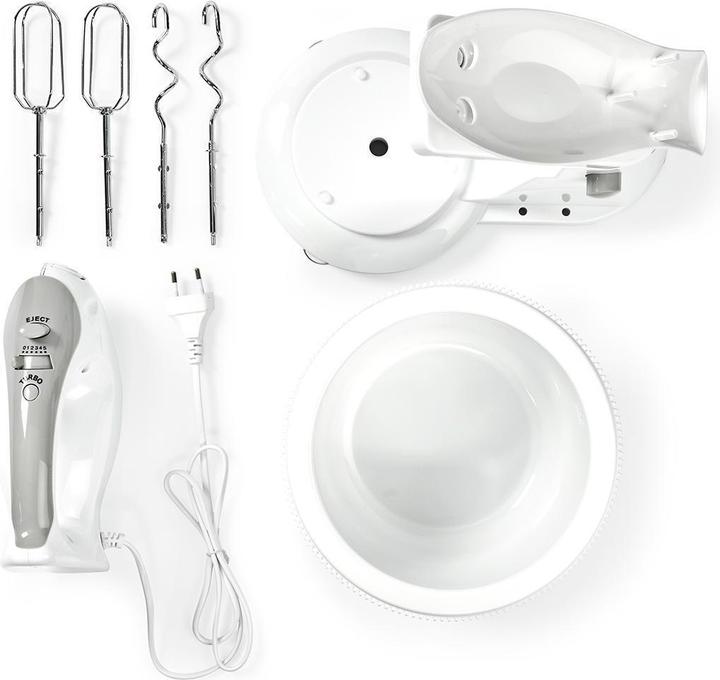 Produktbild Nedis Handmixer 200 W 5 Geschindigkeitsstufen Turbofunktion Turning Bowl / 2 Knethaken / 2 Schlägel (200 W)
